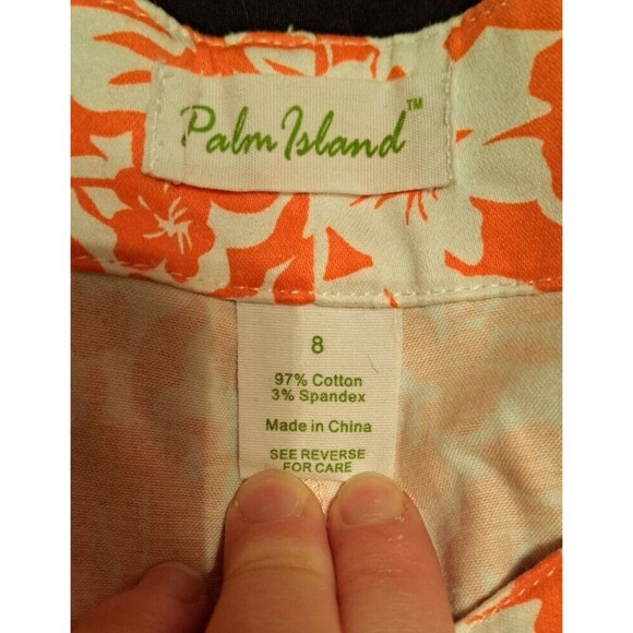 Palm Island Tropical Palm & Flower Printed Women's Floral Pink Shorts Size 8 - Picture 11 of 12